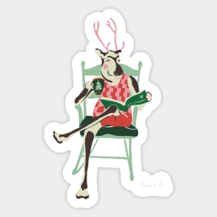 Hipster Christmas Reindeer Sticker